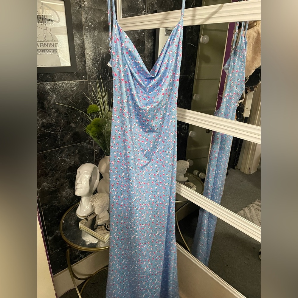 Blue Floral Women's Bodycon Dress